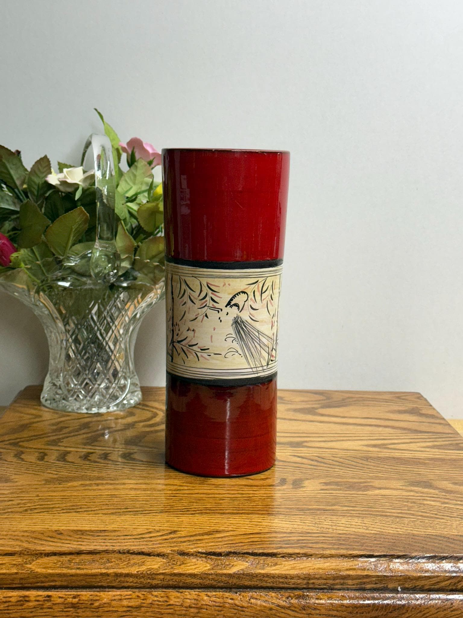 Raymor Atomic Red Artisan Pottery Vase