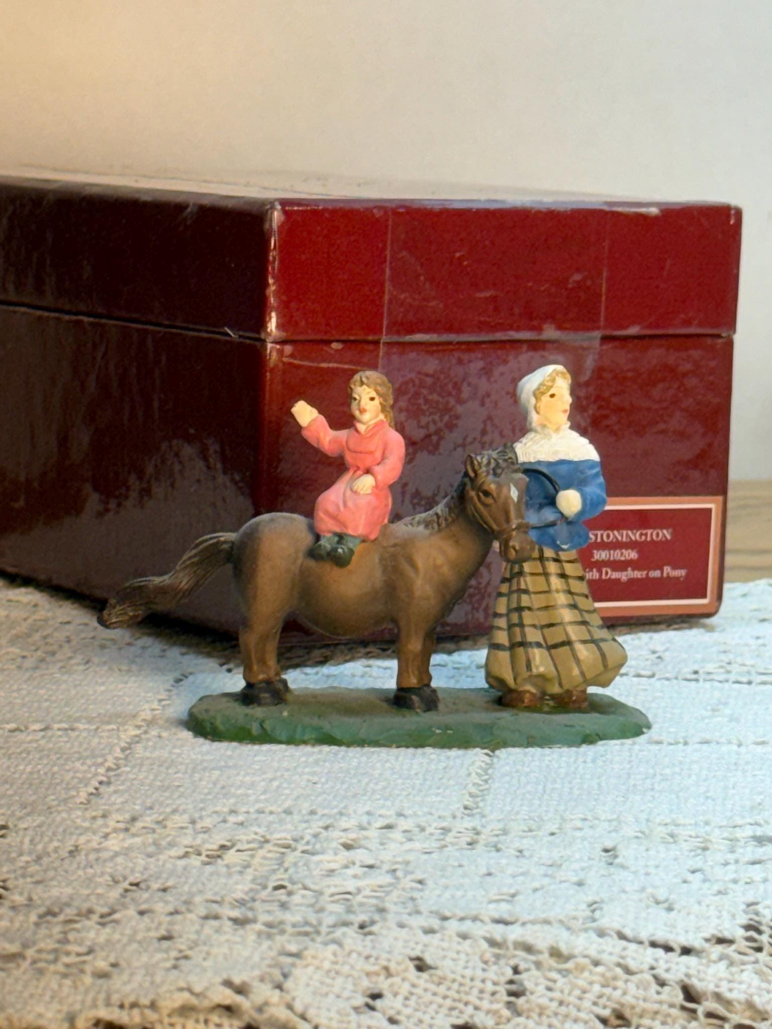 Lang & Wise Folk Art Villages of Old Stonington Mother with Daughter on Pony